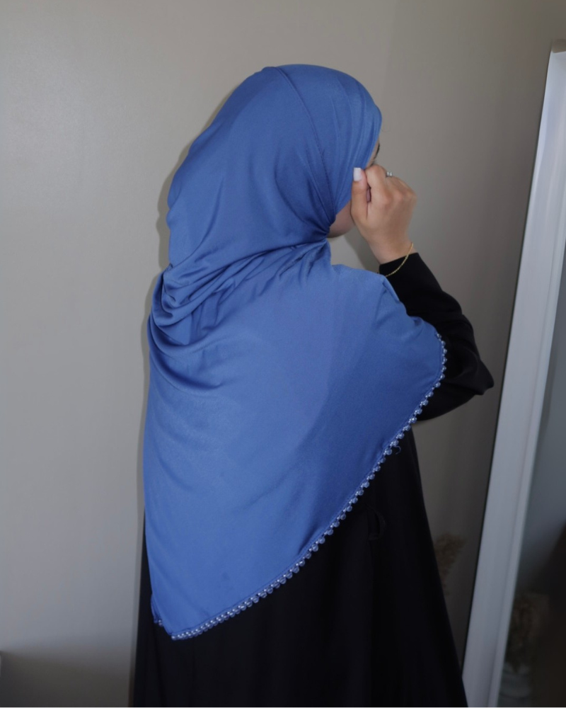 Voile perlé - Jersey premium Bleu